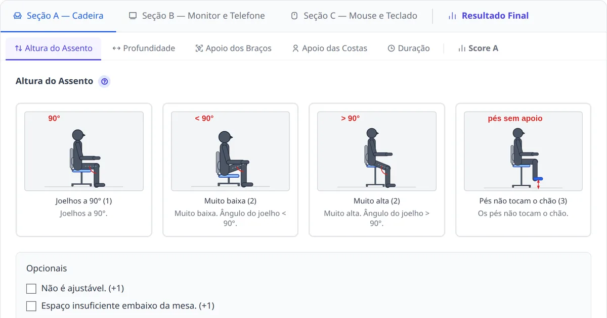 Formulário do método ROSA no MedNext (dados de demonstração)